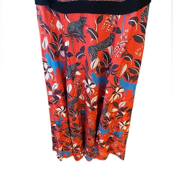 Anthropologie Aldomartins M* Red Floral Cheetah Print Natasha Maxi Sweater Dress - Picture 5 of 11